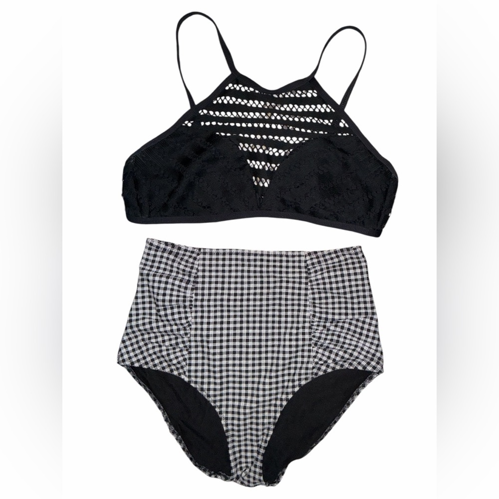 Kenneth Cole Luxe Bikini With Aerie Gingham Check Bottom, Size Med - Picture 2 of 8